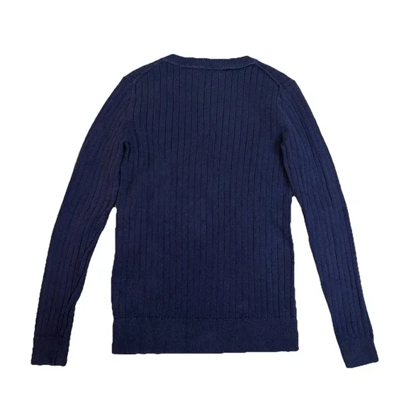 Tommy Hilfiger Womens Ribbed Knit Crewneck Sweater‎ Logo Cotton Pullover Medium - Picture 5 of 11
